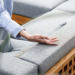 10-Piece Modular Teak Sectional Sofa with Smokeless Fire Pit Set