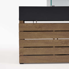 10-Piece Modular Teak Sectional Sofa with Smokeless Fire Pit Set