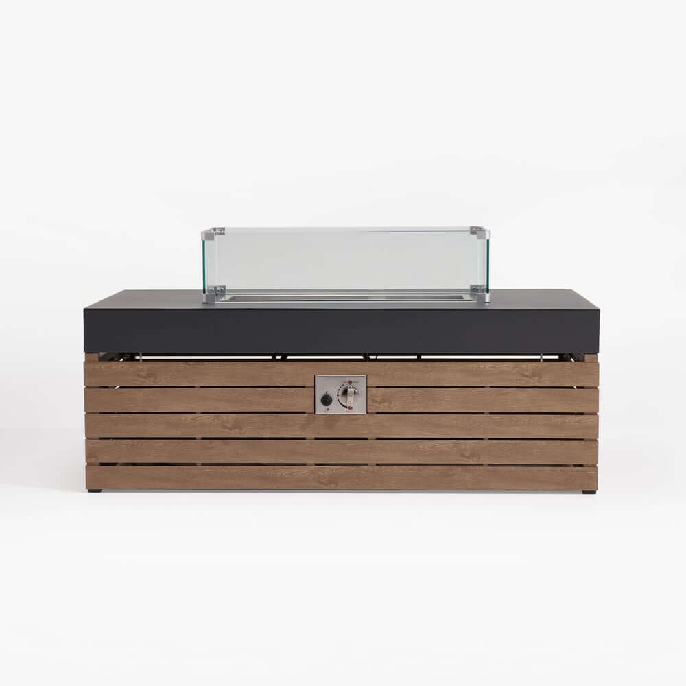 10-Piece Modular Teak Sectional Sofa with Smokeless Fire Pit Set