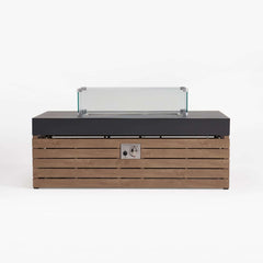 10-Piece Modular Teak Sectional Sofa with Smokeless Fire Pit Set