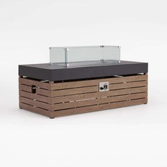 10-Piece Modular Teak Sectional Sofa with Smokeless Fire Pit Set