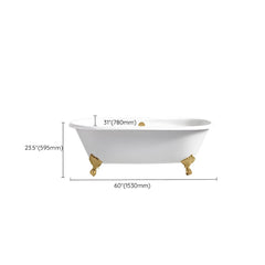 Modern Oval Porcelain Enameled Cast Iron Clawfoot Soaking Bathtub in Roll Top Design - 78cm x 59.5cm Bathtubs