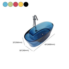 Ink Resin Freestanding Roll Top Oval Casual Bathtub with Soaking Design, 63"L x 30"W x 22"H Bathtubs