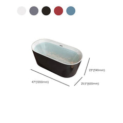 Ink Freestanding Bathtub with Roll Top, Oval Shape, Contemporary Style, Polymethyl Methacrylate (pmma) Material, and Soaking Bath Therapy, 47"L x 26"W x 23"H Bathtubs