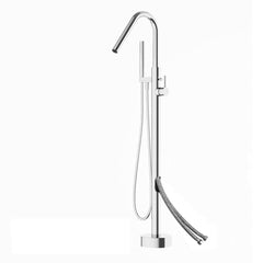 Floor Mount Tub Filler Brass Freestanding Bathtub Faucet with Hand Shower Chrome