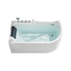 Modern White Acrylic Corner Soaking Bathtub with Non-Slip Surface and Overflow Hole - Tub with Deck Faucets Left 47"L x 30"W x 24"H Bathtubs