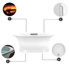 Modern White Oval Freestanding Bathtub with Soaking Function and Slip-Resistant Surface - Tub Bathtubs