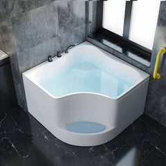 Corner Bathtub Seat Included Acrylic Pop-Up Drain Soaking in White - 35"L x 35"W x 25"H Tub Bathtubs