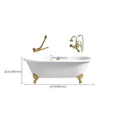 Modern Oval Porcelain Enameled Cast Iron Clawfoot Soaking Bathtub in Roll Top Design - 78cm x 59.5cm Bathtubs