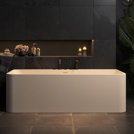 Ink Freestanding Bathtub with 3 Handles, Compression Faucet, Valve, Rectangular Shape, Casual Style, Back to Wall Design, 51"L x 30"W x 22"H Bathtubs
