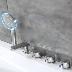 Modern White Corner Bath Acrylic Center-Back Soaking Bathtub - 47"L x 35"W x 22"H Tub Bathtubs