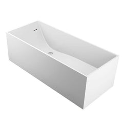 Coal Stone Freestanding Bathtub with Rectangle Casual Back to Wall Soaking Design Bathtubs
