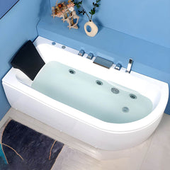 Modern Corner Free Form White Acrylic Soaking Bathtub with Seat Included - Tub with Deck Faucets Unavailable 55"L x 30"W x 23"H Bathtubs