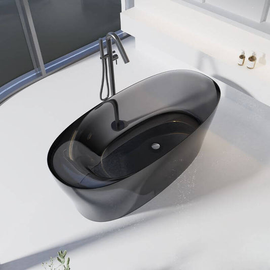 Freestanding oval roll top bathtub with soaking design, 63 by 30 inches, casual style