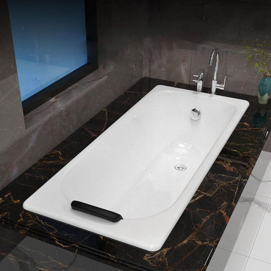 Simple Cast Iron Rectangular Chalk Drop-in Bathtub Soaking Back to Wall, Tub, 47"L x 27.5"W x 16.5"H Bathtubs