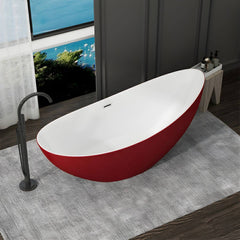 Modern Style Freestanding Acrylic Soaking Single Slipper Anti-overflow Design Bathtub - 71"L x 31"W x 24"H White Tub Bathtubs