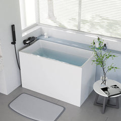 Spacious 47-inch white acrylic bathtub perfect for deep soaking