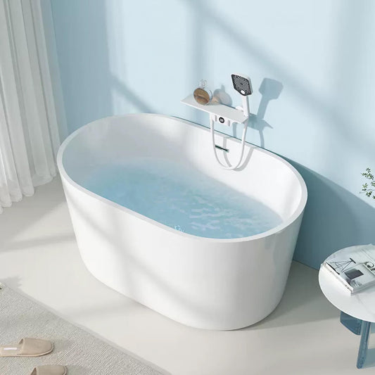 Elegant 35-Inch Oval White Soaker Bathtub in Acrylic Material