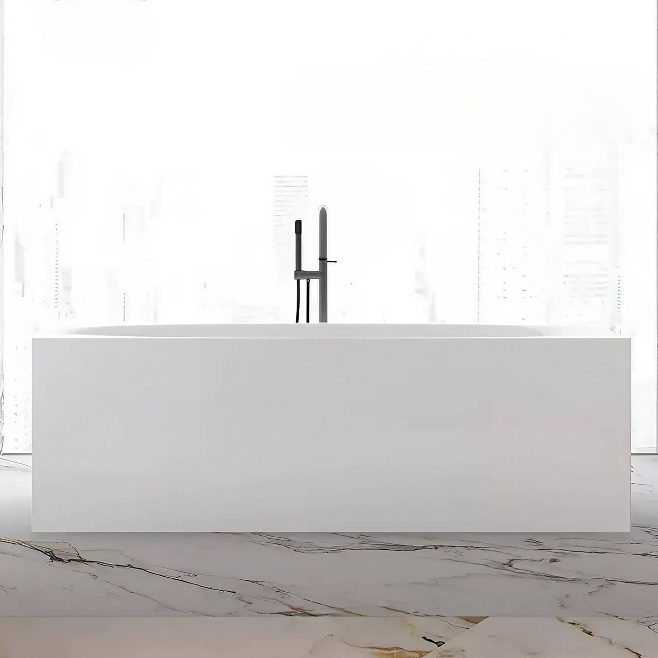 Bright White 67-Inch Acrylic Soaking Bathtub for a Single User