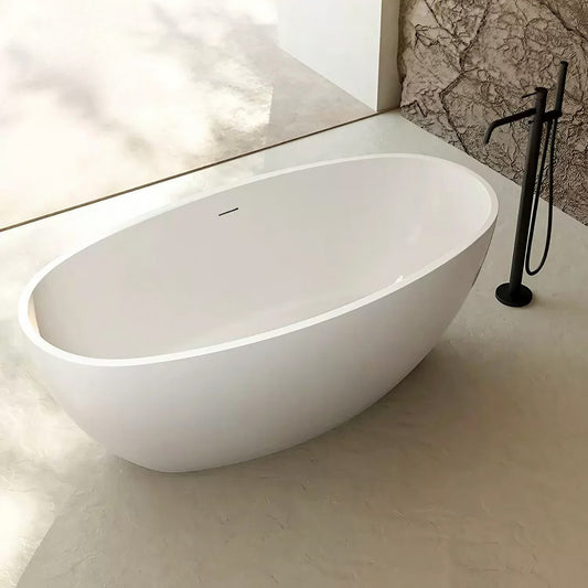 Elegant 51-inch white acrylic oval bathtub for a relaxing soak
