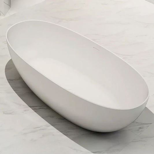 Elegant White Oval Single Soak Bathtub in 51 Inch Size