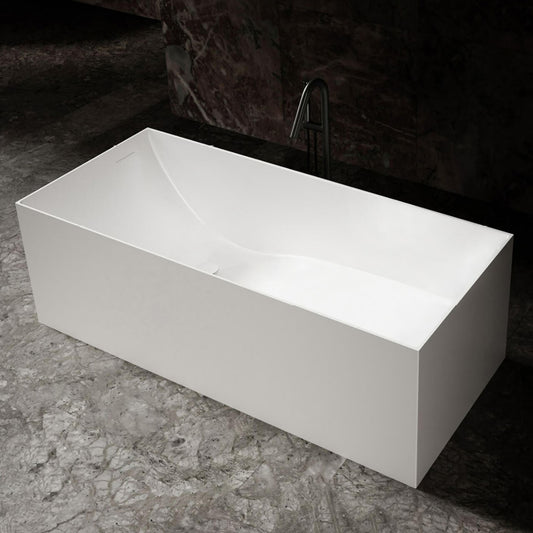 Luxurious 67-Inch White Rectangular Bathtub in Durable Artificial Stone