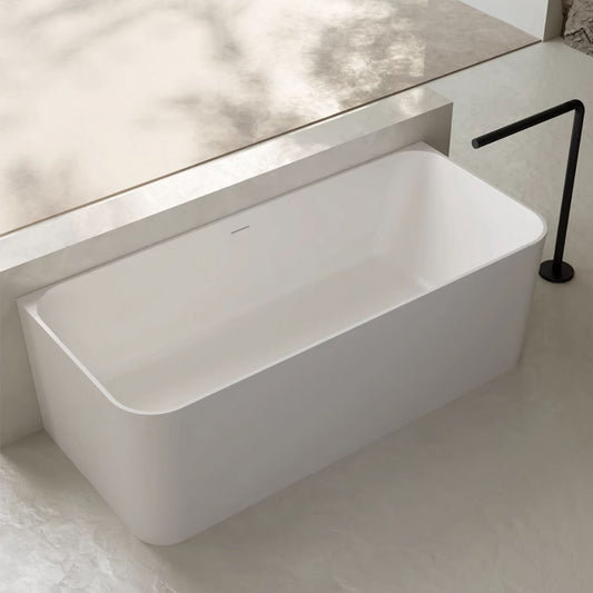 Elegant White 67-Inch Artificial Stone Soaker Tub for Modern Bathrooms