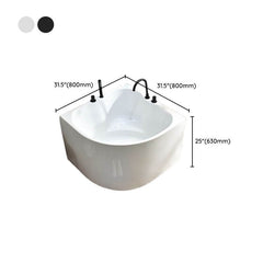 Nook Corner Bathtub with Seat, Back to Wall, Chalk Color, Modern Simple Style, Soaking Therapy, PMMA Material, 31.5"L x 31.5"W x 24.8"H, Tub Bathtubs