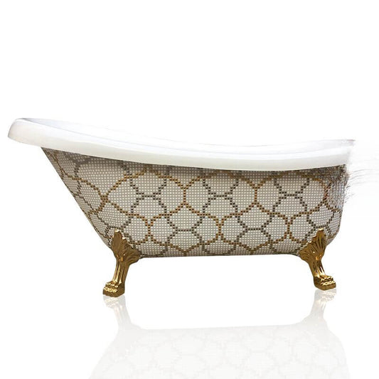 Silver modern Lucite elliptical clawfoot bathtub with single slipper soaking design