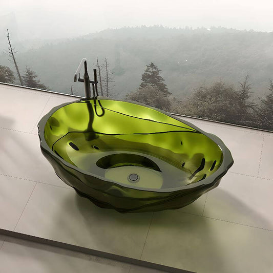 Casual Resin Free Form Freestanding Bathtub with Single Slipper Soaking Design Bathtubs
