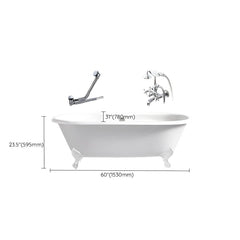 Modern Oval Porcelain Enameled Cast Iron Clawfoot Soaking Bathtub in Roll Top Design - 78cm x 59.5cm Bathtubs
