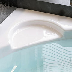 Nook Corner Bathtub with Seat Casual Chalk Back to Wall Lucite Soaking Design, 55"L x 55"W x 25"H Bathtubs