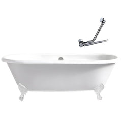 Modern Oval Porcelain Enameled Cast Iron Clawfoot Soaking Bathtub in Roll Top Design - 78cm x 59.5cm Bathtubs