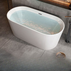 Ink Freestanding Bathtub with Roll Top, Oval Shape, Contemporary Style, Polymethyl Methacrylate (pmma) Material, and Soaking Bath Therapy, 47"L x 26"W x 23"H Bathtubs