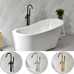 Slipper Bathtub White Soaking Oval Shape Pop-Up Drain Freestanding Acrylic Bathtubs
