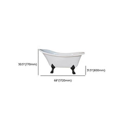 Modern Lucite Elliptical Clawfoot Bathtub with Single Slipper Design for Soaking Bathtubs