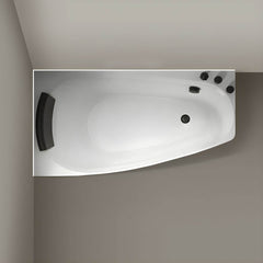 Modern White Acrylic Corner Bathtub for Soaking with Back to Wall Design - Tub with Deck Faucets Left 47"L x 27"W x 23"H Bathtubs
