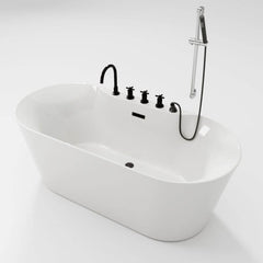 Ink Freestanding Bathtub with Roll Top, Oval Shape, Contemporary Style, Polymethyl Methacrylate (PMMA) Material, and Soaking Bath Therapy, Tub, 54"L x 29"W x 23"H Bathtubs