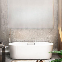 Cast Iron Modern Simple Style Elliptical Roll Top Soaking Freestanding Bathtub in White, 63"L x 29.5"W x 20"H, With Arm Bathtubs