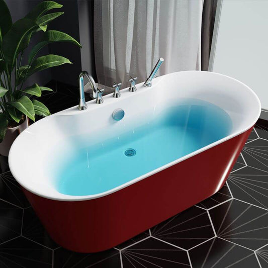 Oval Ink freestanding bathtub with roll top, contemporary style, made of durable PMMA, 54 by 29 inches