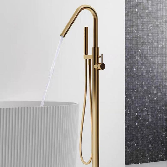 Floor Mount Tub Filler Brass Freestanding Bathtub Faucet with Hand Shower Chrome 960