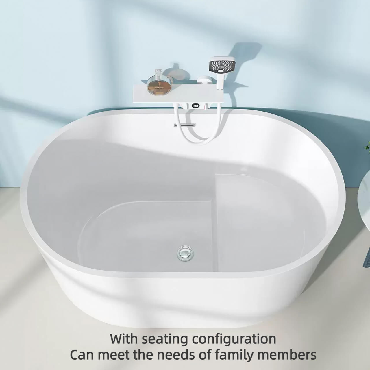 Sleek 35-Inch Oval Bathtub Crafted from Durable White Acrylic