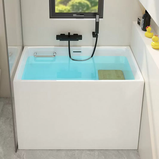 Elegant 63-inch white acrylic rectangular bathtub for a modern bathroom