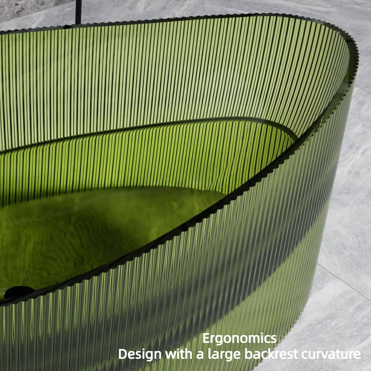 Ergonomic 71-Inch Oval Resin Bathtub in Transparent Green