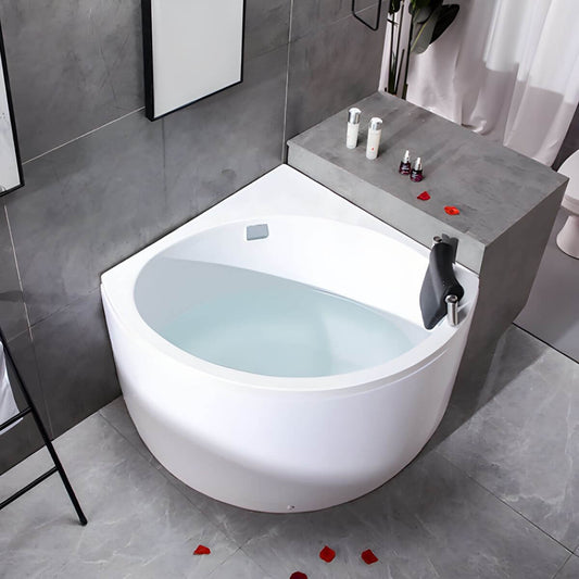 Modern 25.59-inch Tall Acrylic Tub Soak Corner White Bathtub - Right 35"L x 35"W x 26"H Tub with Sliver 4-Piece Set Bathtubs