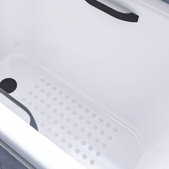 Cast Iron Contemporary White Rectangular Drop-in Bathtub with Handle, Back to Wall, and Disc Faucet, Bathtub & Silver Faucet, 45"L x 30"W x 22"H Bathtubs