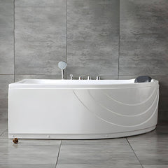 Modern White Corner Bath Acrylic Center-Back Soaking Bathtub - 47"L x 35"W x 22"H Tub Bathtubs