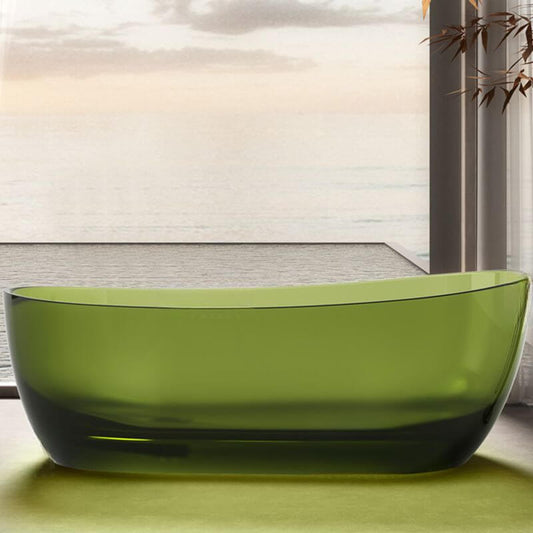 Oval freestanding resin bathtub with single slipper design for casual soaking