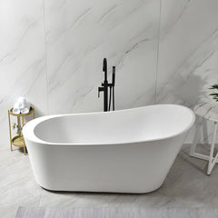 Slipper Bathtub White Soaking Oval Shape Pop-Up Drain Freestanding Acrylic Bathtubs
