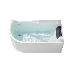 Modern White Acrylic Corner Soaking Bathtub with Non-Slip Surface and Overflow Hole - Tub with Deck Faucets Left 47"L x 30"W x 24"H Bathtubs